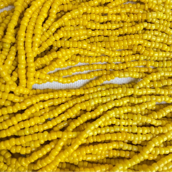 Yellow ombre glass seed bead torsade style necklace multi strand light to dark - Picture 7 of 8